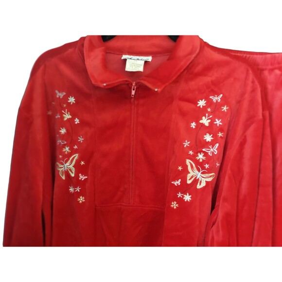 Vintage Anthony Richards Women's 3X Red Velour Pullover Sweatshirt & Pants Set - Picture 12 of 12